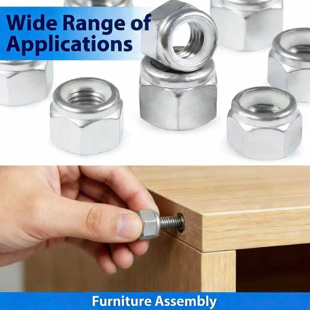 #10-32 Locknuts,60PCS 304 (18-8) Stainless Steel Nylon Insert Lock Nuts,Standard Inch Thread Nylock Nuts