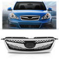 PIT66 Front Bumper Grille Grill w/Black Insert Chrome Shell Plastic Compatible with Subaru Legacy 2010-2012 91121AJ03B, SU1200142