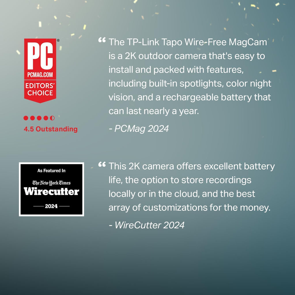 MagCam 2K+ - 2026 Wirecutter Best Outdoor Security Camera & PCMag Editors' Choice, Wireless Battery Power, Magnetic