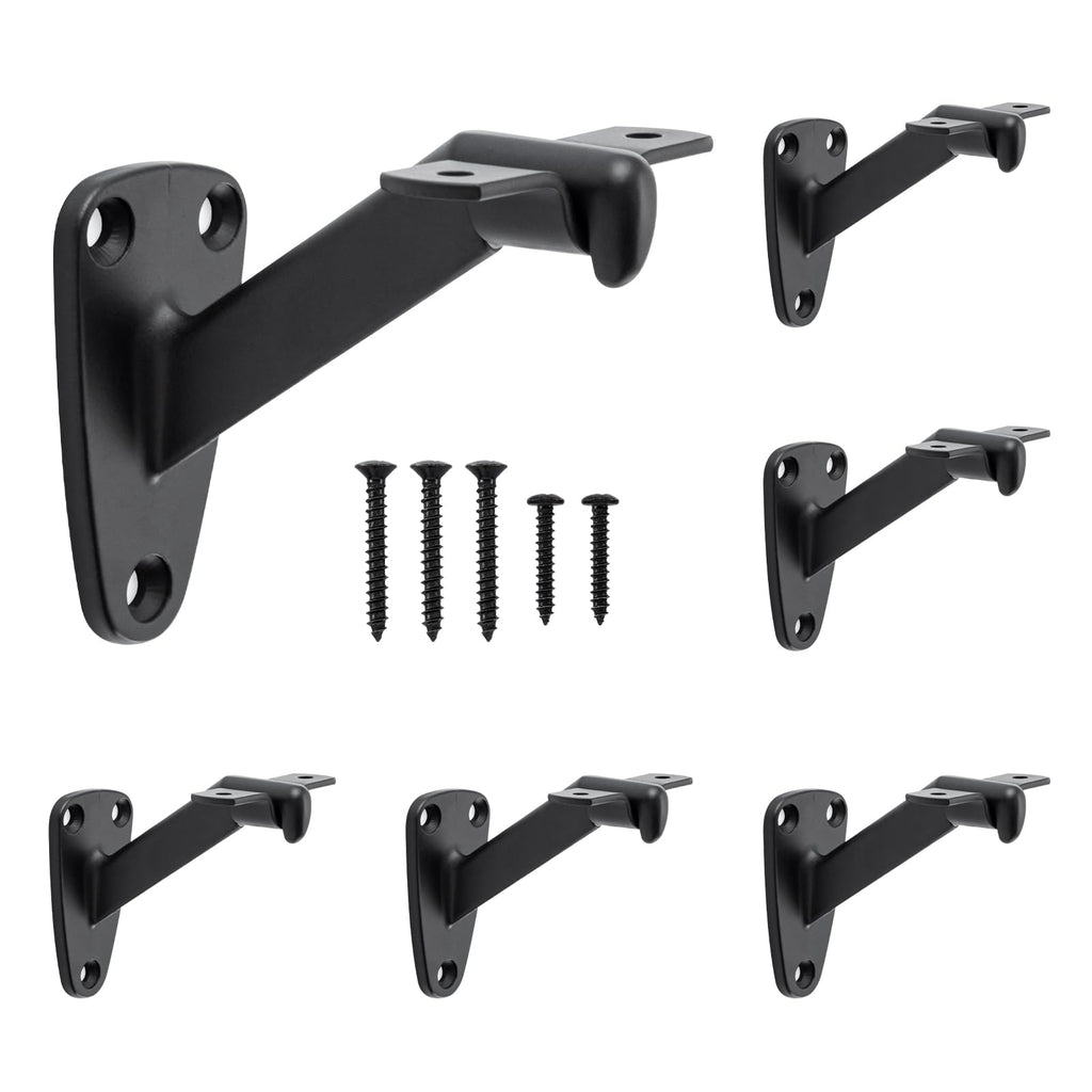 Handrail Bracket for Stairs,Matte Black, 6 Pack