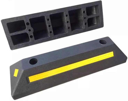 Heavy Duty Rubber Parking Curb,Garage Car Wheel Stopper with Yellow & Black Reflective Strips,Durable Speed