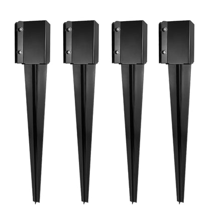 Fence Post Anchor 32 inch Ground Spike Heavy Duty Black Powder Coated Fence Stakes Post Base for Mailbox, 32 x 4 x 4