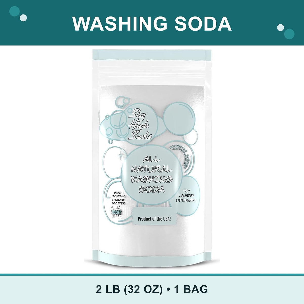 All-Natural Washing Soda, 2 lb, Soda Ash, Made in USA
