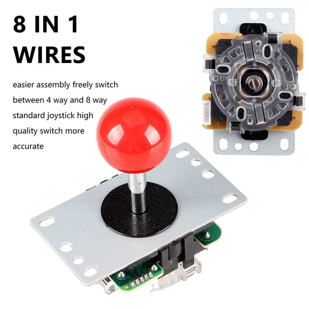 1 Player USB Encoder to PC Arcade Joystick Red Top Ball + 10x 5V LED Arcade Buttons for Arcade PC Games Mame