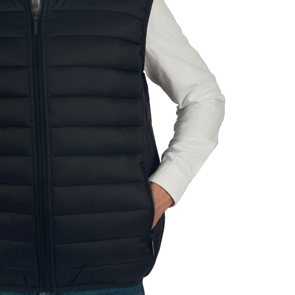 Clark Mens Puffer Vest Down Alternative Water Resistant Packable Outerwear Zip Up Pockets Warm Versatile Layer BLK Large