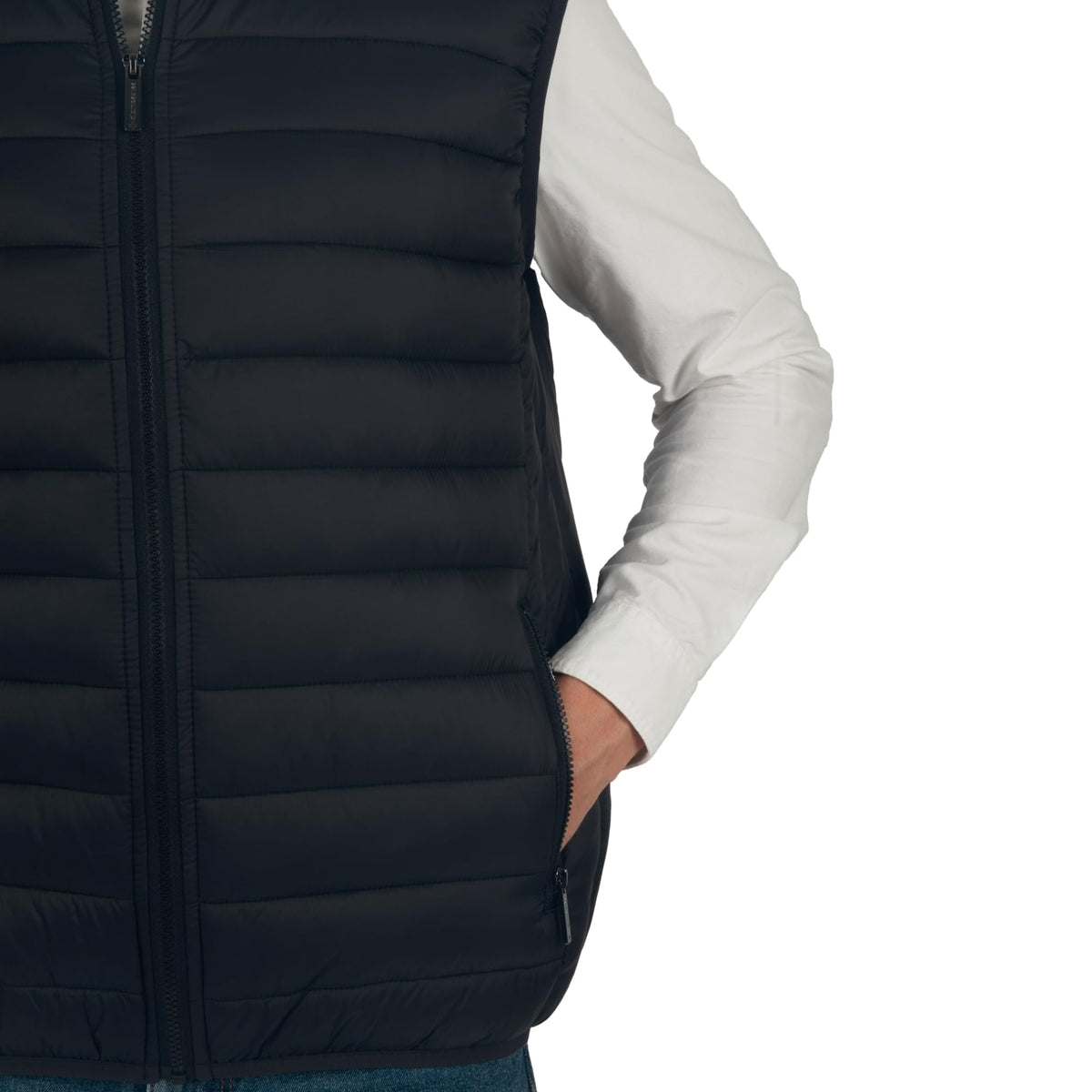 Clark Mens Puffer Vest Down Alternative Water Resistant Packable Outerwear Zip Up Pockets Warm Versatile Layer BLK Large