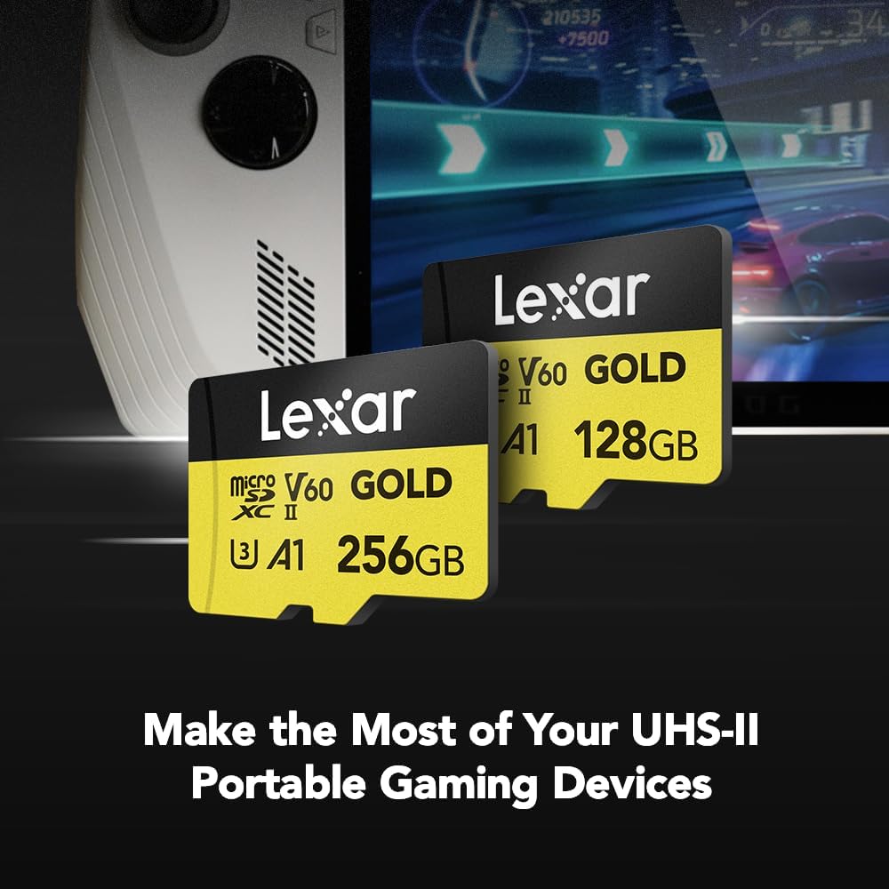 128GB Gold Micro SD Card, 280MB/s Read, 4K, V60, UHS-II, A1 | Compatible w/ Drones, Action Cameras, UHS-II Portable
