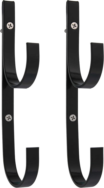 Pool Pole Hanger - 2 Black Aluminum Pool Hooks for Poles - Equipment Fence Hook for Nets, Skimmers, Leaf Rakes