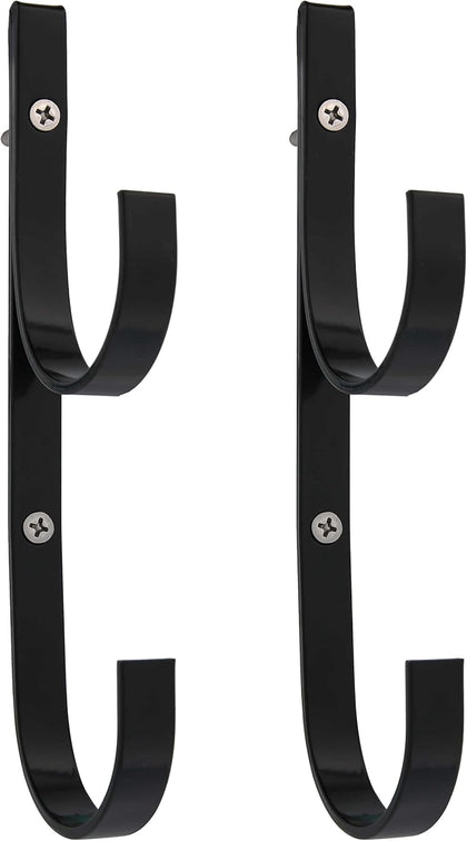 Pool Pole Hanger - 2 Black Aluminum Pool Hooks for Poles - Equipment Fence Hook for Nets, Skimmers, Leaf Rakes
