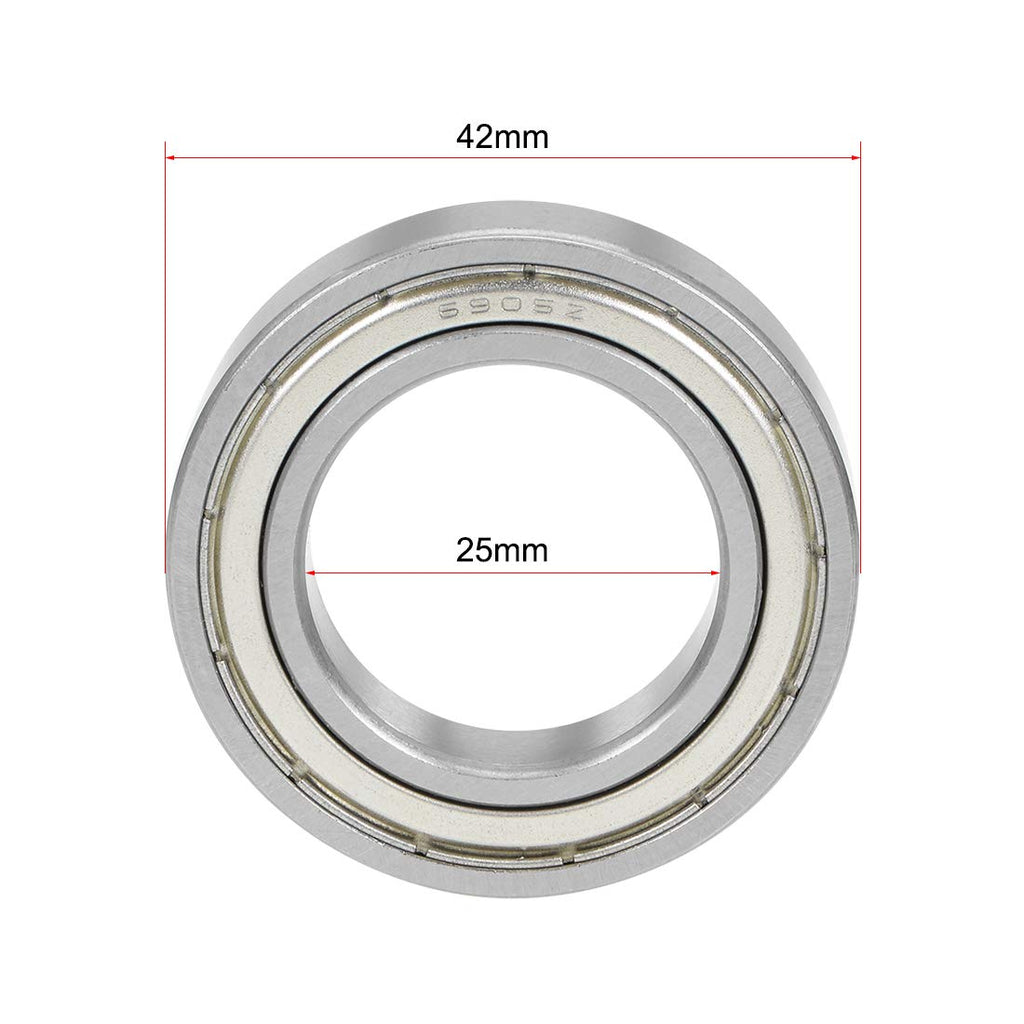 uxcell 6905ZZ Deep Groove Ball Bearing 25x42x9mm Double Shielded Chrome Steel Bearings 5-Pack