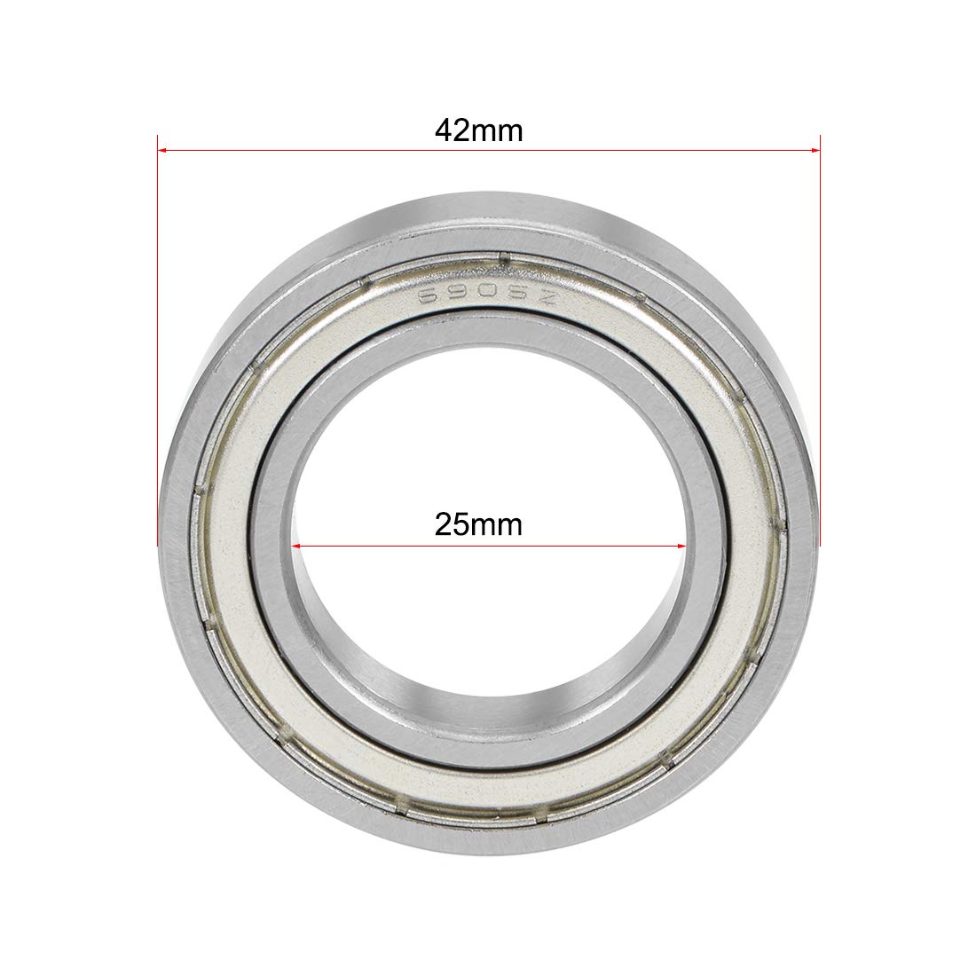 uxcell 6905ZZ Deep Groove Ball Bearing 25x42x9mm Double Shielded Chrome Steel Bearings 5-Pack
