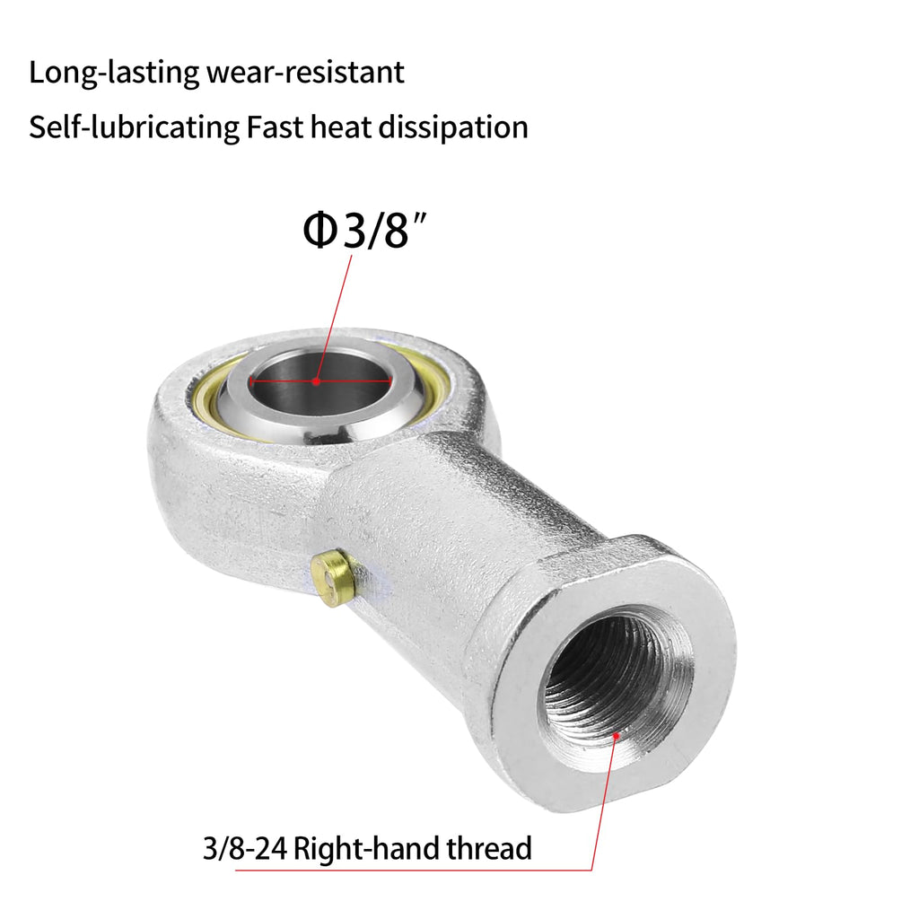 ZOWZEA 2Pcs PHSB6 Rod End Bearing 3/8 Inch Bore Pre-Lubricated 3/8-24 Female Thread Right Hand Heim Joint with Jam Nuts