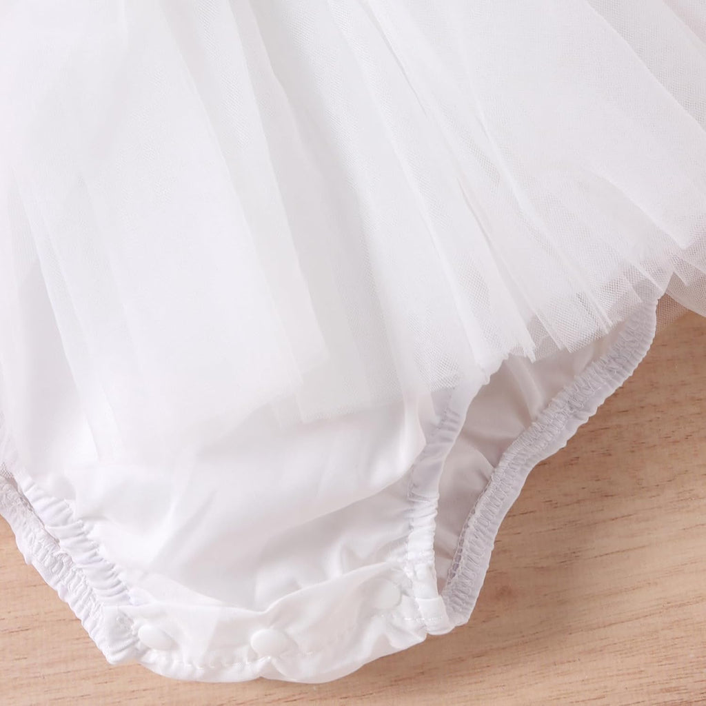 Newborn Baby Girl Romper Dress Flower Embroidery Tutu Princess Long Sleeve One-Piece Bodysuit Cake Smash Outfit
