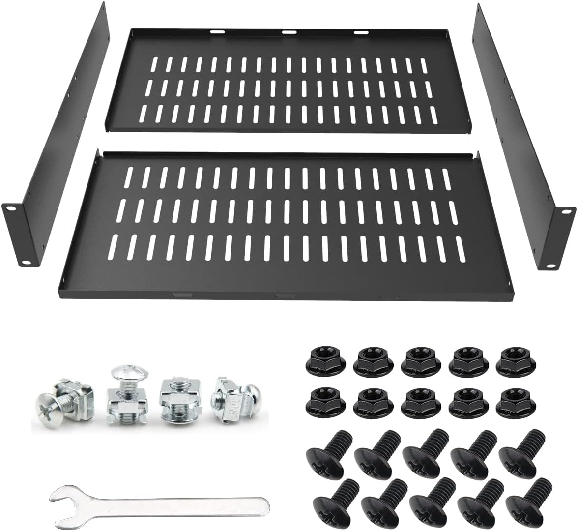 2U 16" Server Rack Shelf for 19-inch Network Rack or Cabinet