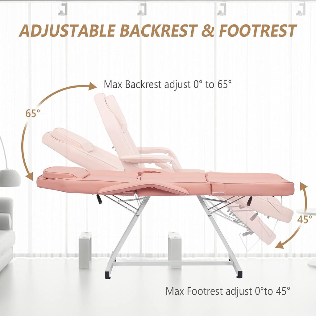 Massage Salon Tattoo Chair Esthetician Bed with Upgraded Hydraulic Stool,Multi-Purpose 3-Section Facial Bed Table