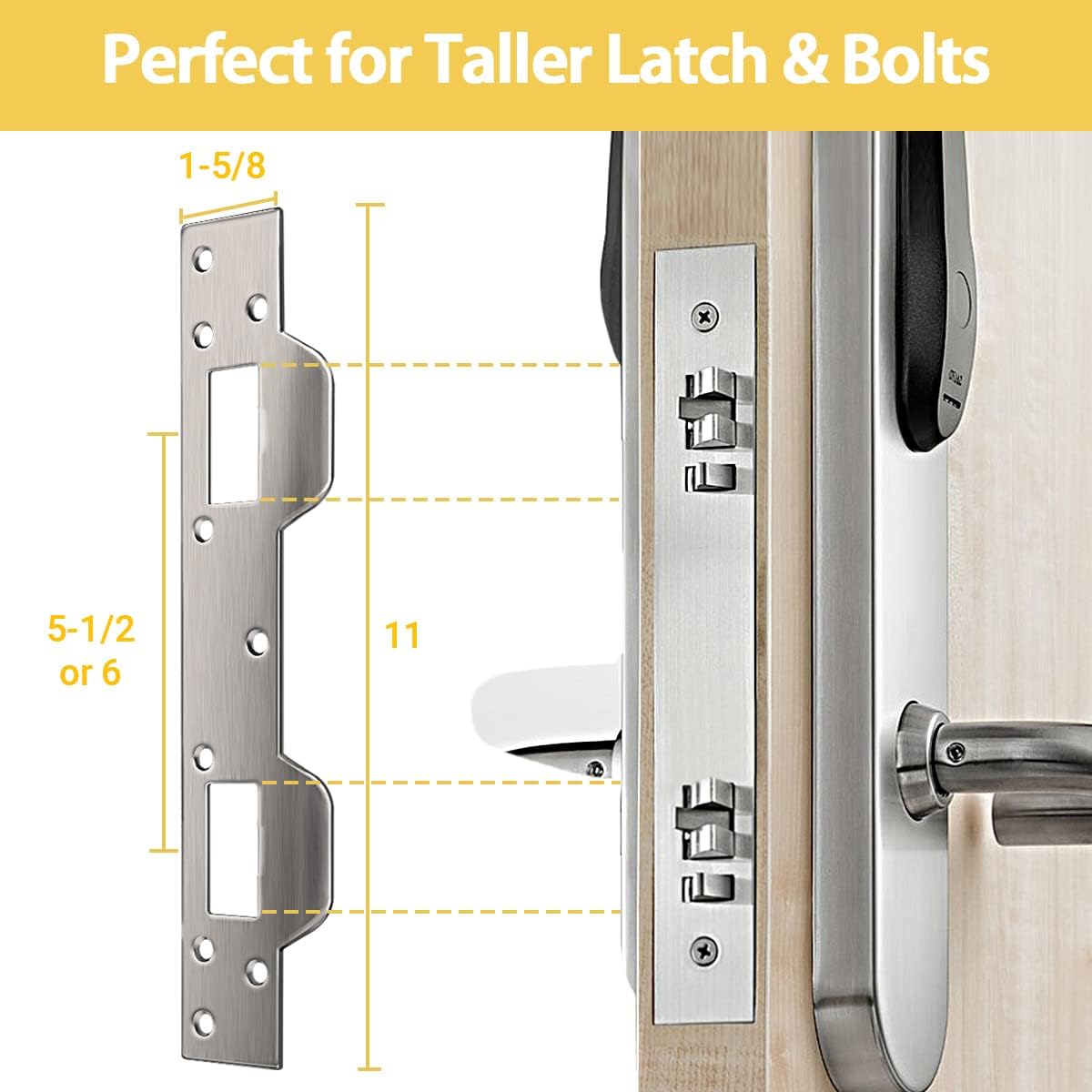 Door Strike Plate Reinforcement Plate - Front Door Security Devices Metal Striker Plates Door Latch Plate with 5-1/2