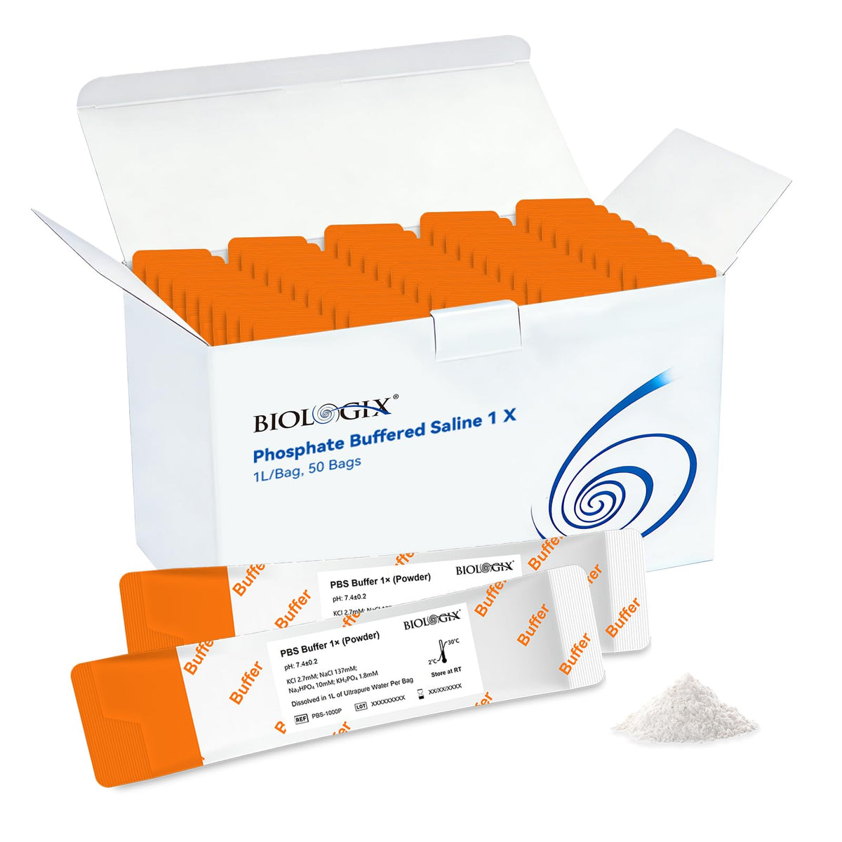 PBS 1X Premixed Powder, Phosphate Buffered Saline pH 7.4, 50 Bags