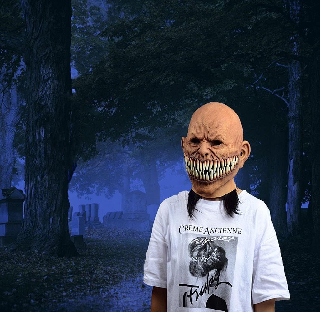 Halloween sharp tooth devil mask zombie mask Monster Devil Mask Creepy Costume Corpse Party Latex Full Head Mask