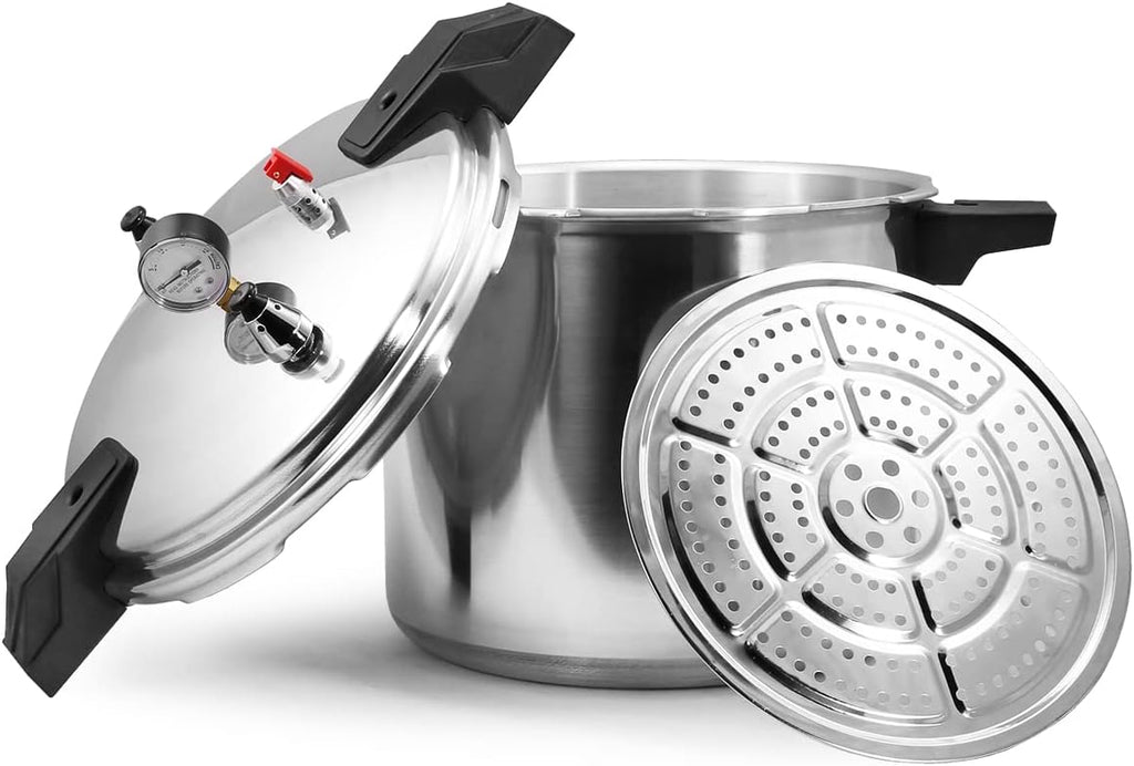 23 Qt Pressure Cooker & Pressure Canner, Aluminum Canner with Pressure Gauge, Safety Release Valve, Cooking for Home