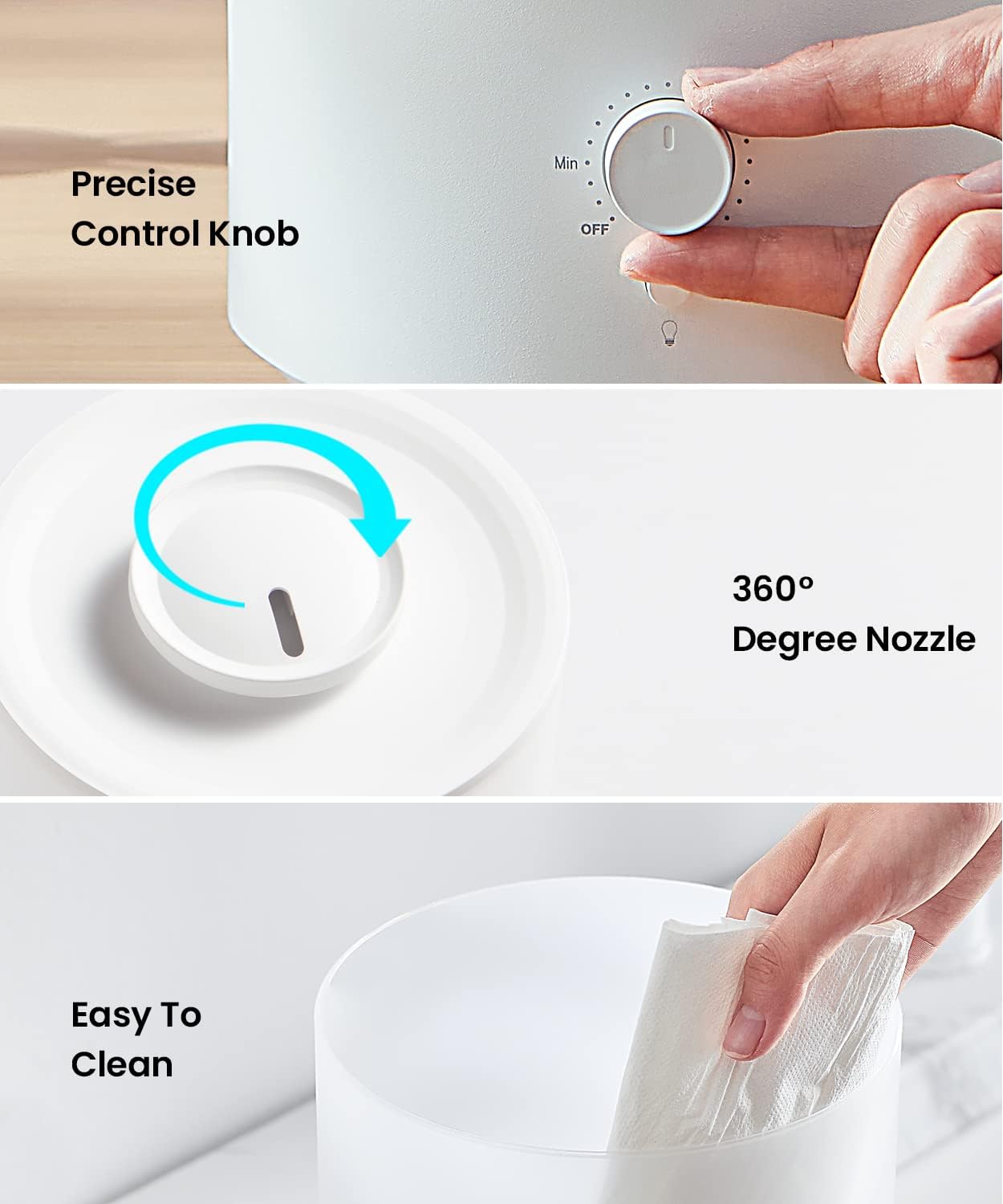 Humidifiers for Bedroom Large Room, 2.5L Cool Mist Humidifier with Essential Oil Diffuser, Top Fill Humidifier for