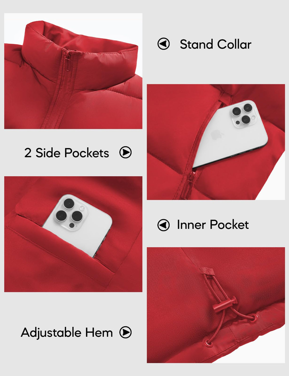 Men's Puffer Vest Casual Sleeveless Outerwear Jacket with 3 Pockets