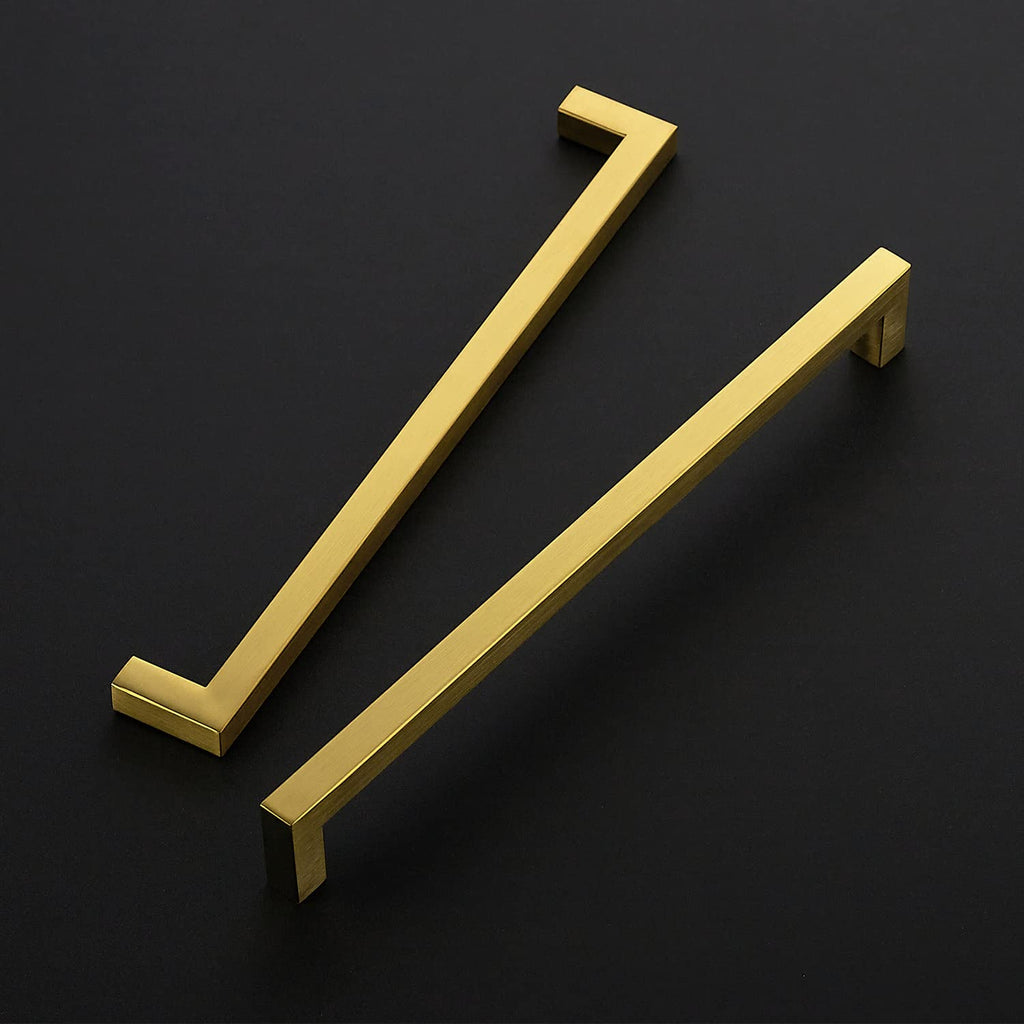Brushed Brass Square Cabinet Handles & Pulls,10 Inch,18 Pack