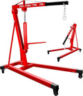 2 Ton Folding Engine Hoist, 5500lbs Hydraulic Cherry Picker Engine Hoist with 4 Casters, Heavy Duty Engine Lift for