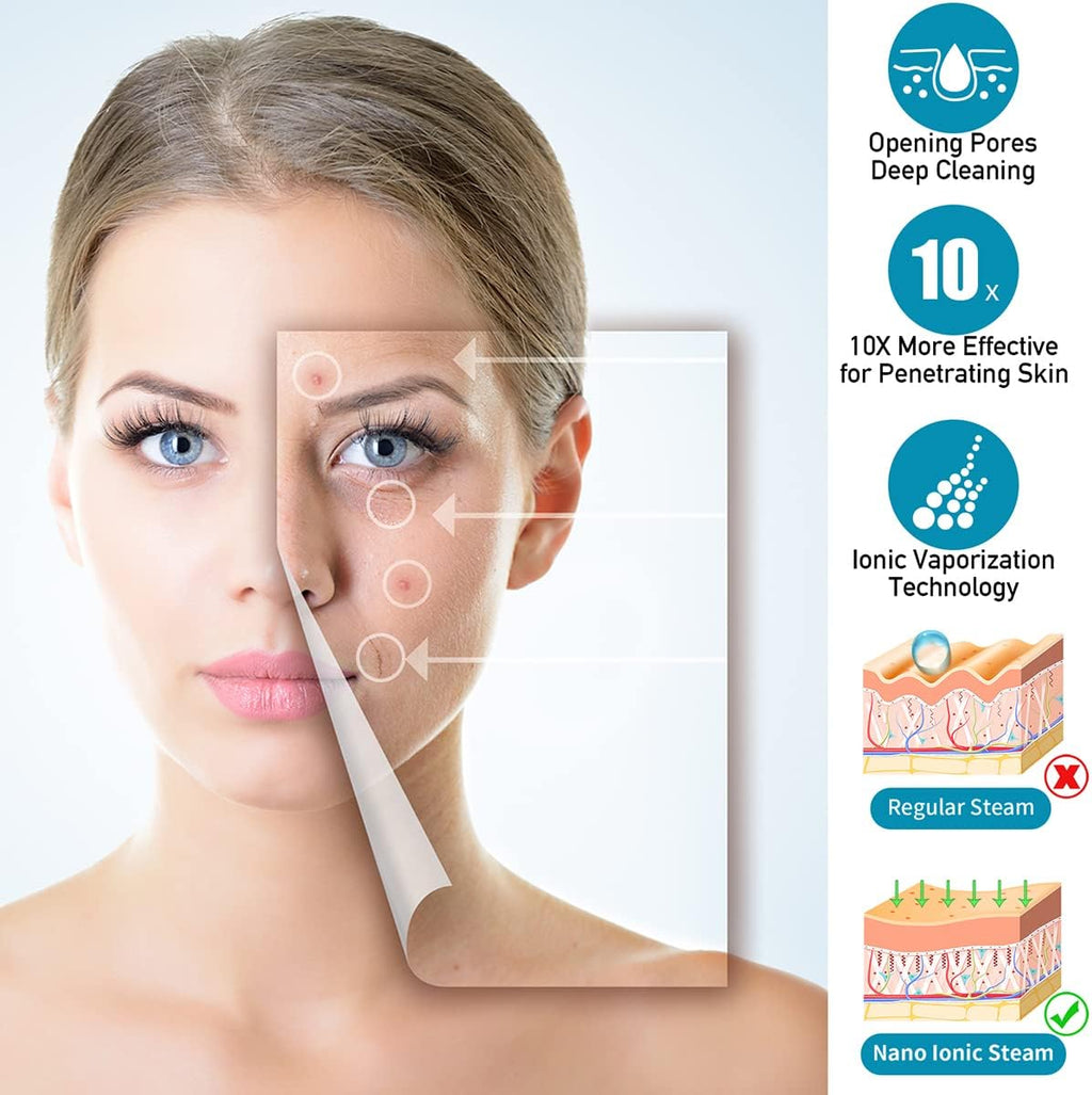 Facial Steamer with Ozone Extendable 360° Arm - for Home or Salon | Deep Hydration, Skin Refresh, Adjustable Mist