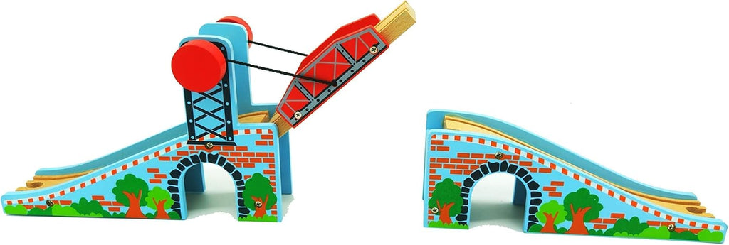 Wooden Train Tracks Accessories Wood Train Lifting Bridge for Railroad Tracks fits for All Railway Tracks