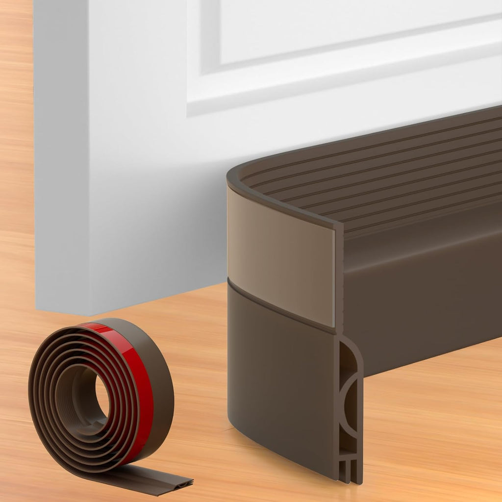 Door Draft Stopper, Door Sweep, Weather Stripping Seal 39Inch Brown | Silicone Draft Stopper for Bottom of Door