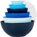 BPA Free Plastic Round Mixing Bowl with Lids, 12 Pack Nesting Bowls with Lids Set, Microwave and Dishwasher Safe Prep