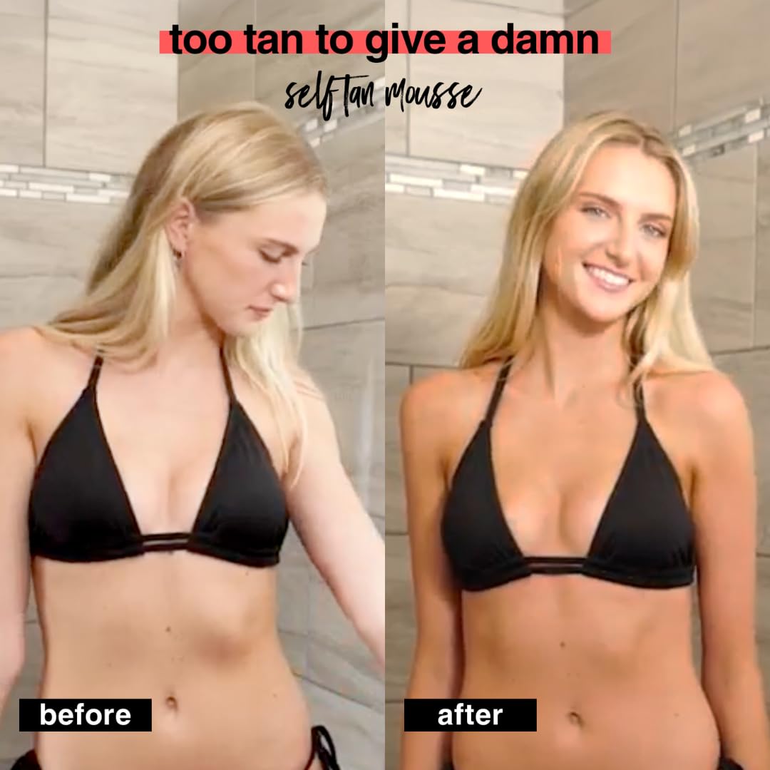 Ultra Dark Self Tanner Mousse | Too Tan - Best, 1 Hour Express Sunless Tanning Foam, Gold Bronzing Glow, No Fake Tan