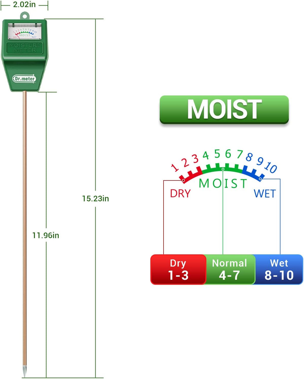 Long Probe Soil Moisture Meter Tester for Plants No Battery Needed | Hygrometer Moisture Sensor for Houseplants
