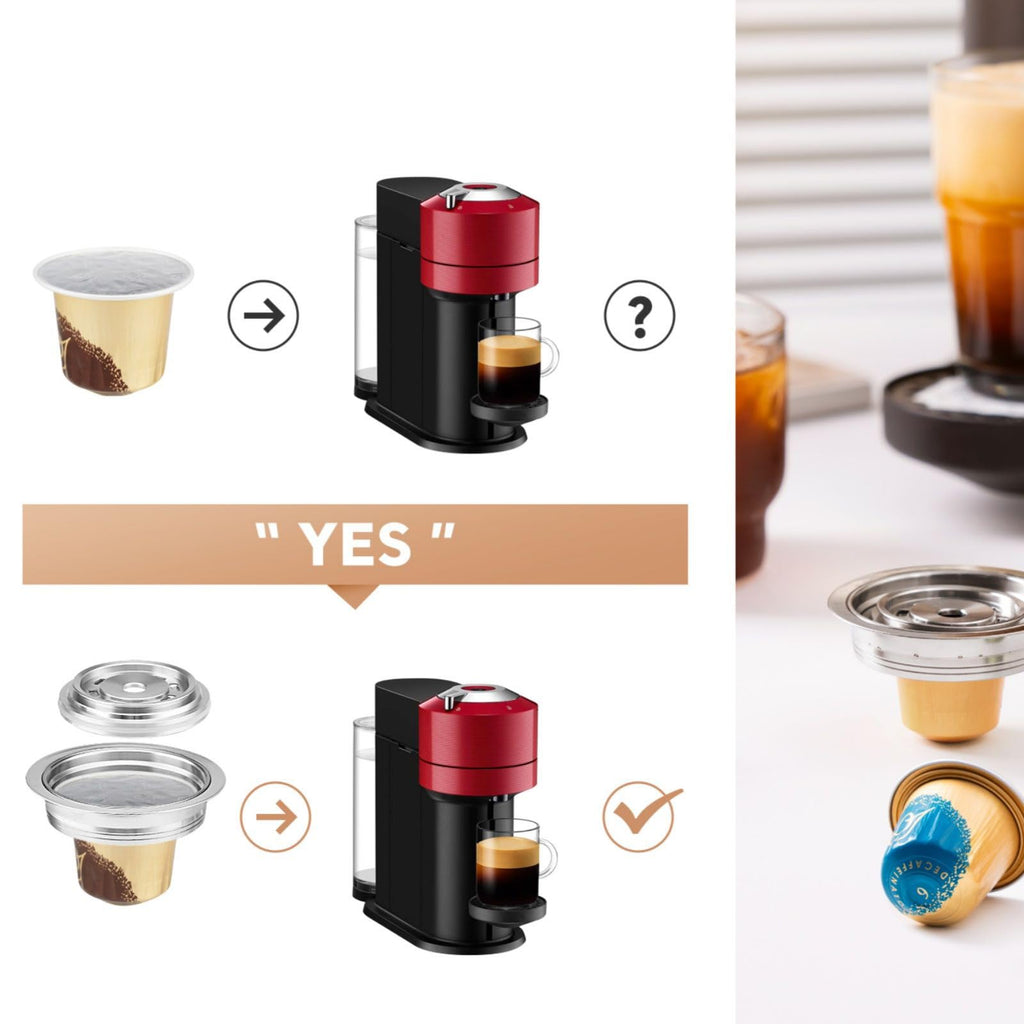 Steel Coffee Capsule Adapter for Vertuo for Nespresso Reusable G-Cup