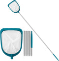 Pool Skimmer Net with Adjustable 48" Aluminum Pole, Fine Mesh Medium-Depth Net for Above Ground Pools, Ponds, Hot