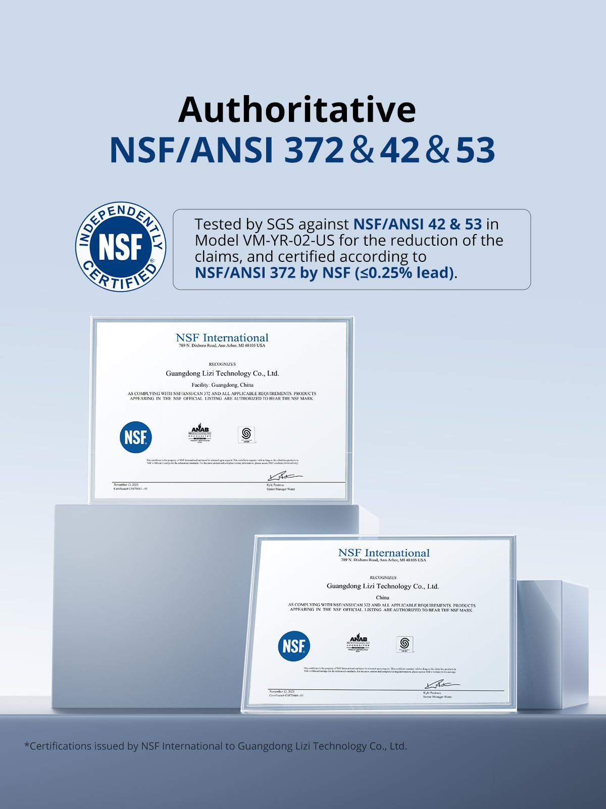 MWF Filter Replacement for GE Fridge, NSF/ANSI 372 & 53 & 42 Certified