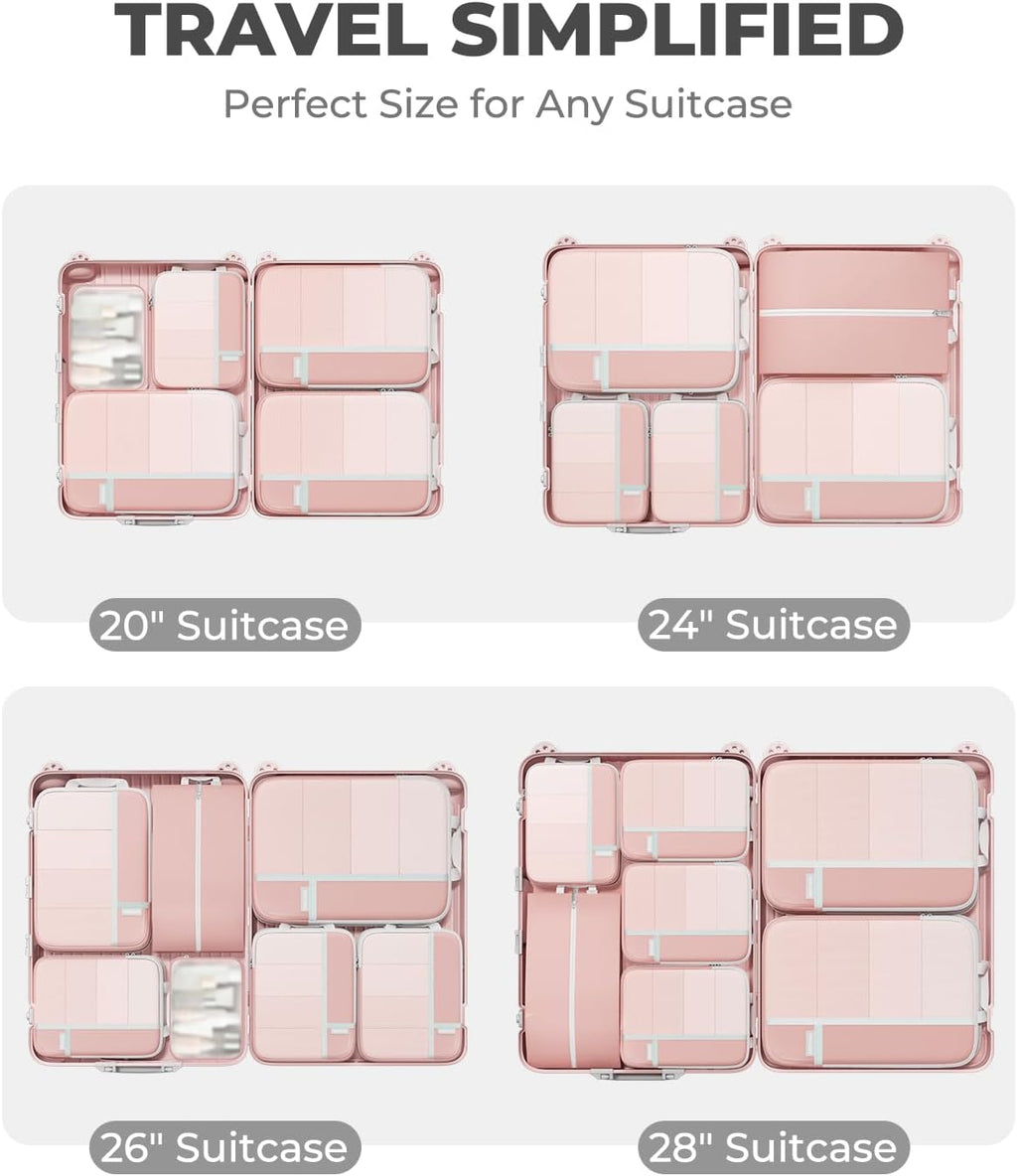 Percover Compression Packing Cubes for Travel, 6-Piece Structured Compression Organizer Set for Organized Packing &
