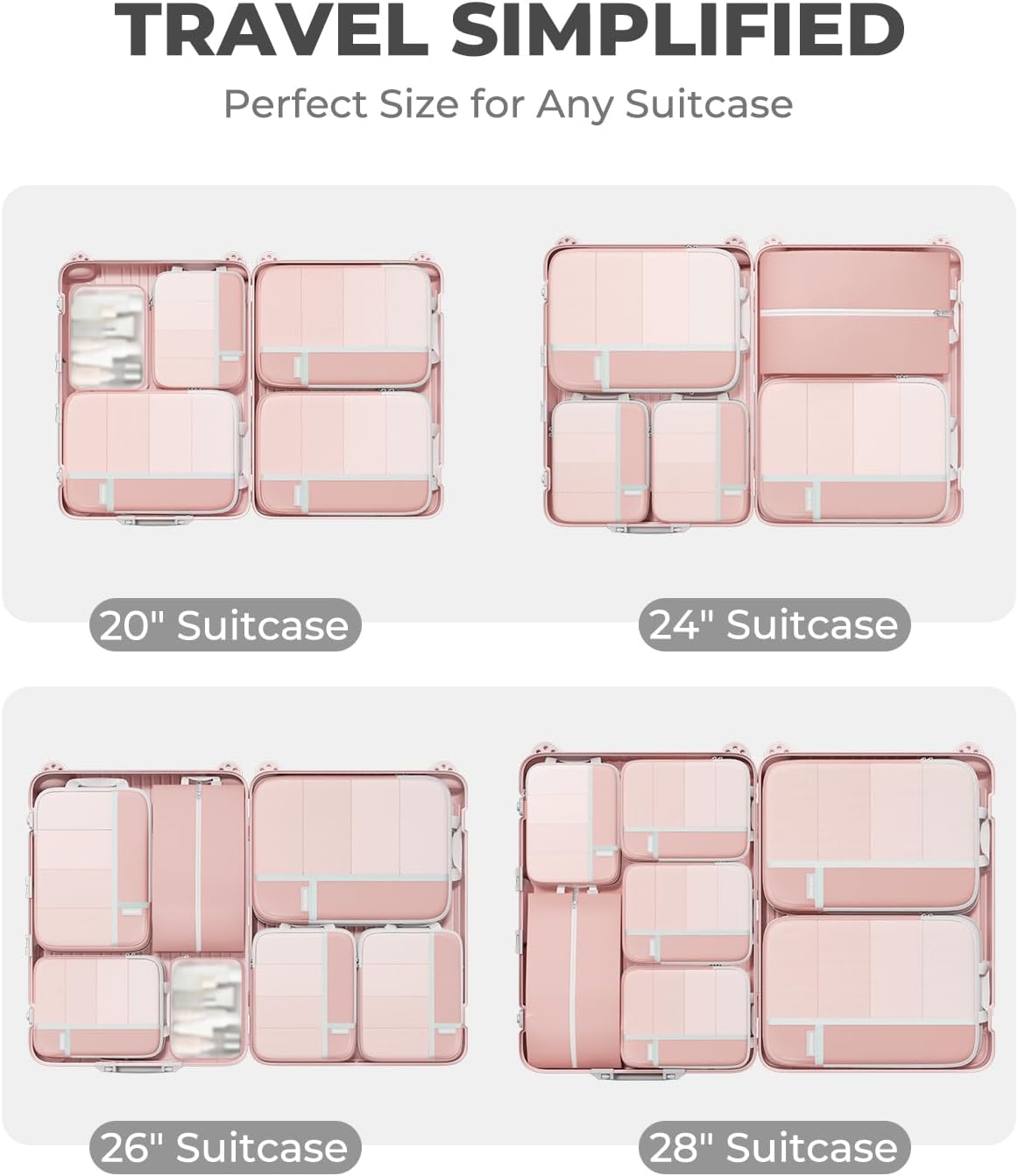 Percover Compression Packing Cubes for Travel, 6-Piece Structured Compression Organizer Set for Organized Packing &
