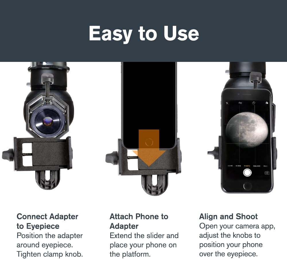 Basic Telescope Eyepiece Smartphone Adapter | Simple Phone Adapter for Telescopes, Binoculars & Spotting Scopes