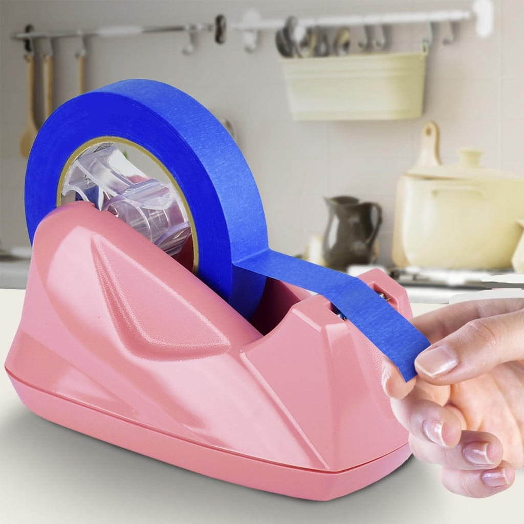 Desktop Tape Dispenser Jumbo Size, Non-Skid Base, Plastic, Pink