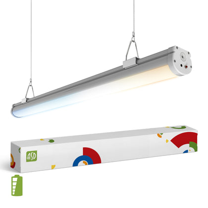 4FT LED Vapor Tight Light Fixture with Emergency Battery Backup - 32W/48W/56W 120-277V 3500/4000/5000K Dimmable Vapor