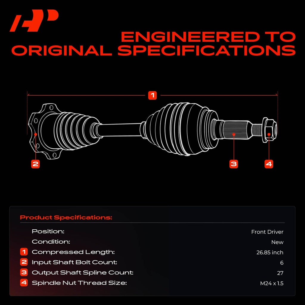 A-Premium Front Left Driver Side CV Axle Shaft Assembly for INFINITI Models