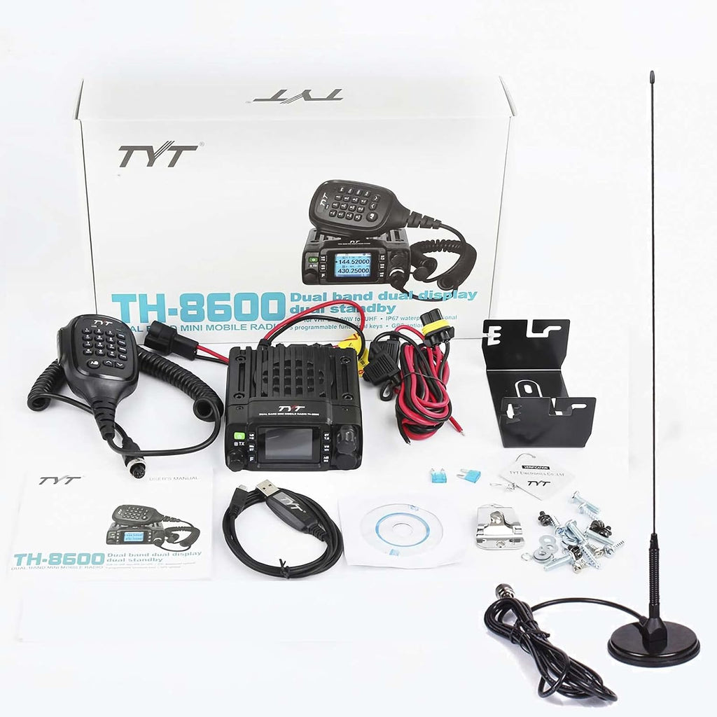TYT TH-8600 Mini 25W Dual Band Amateur Radio IP67 W/Magnetic 18in Antenna | Waterproof Radio VHF: 144-148mhz (2m)