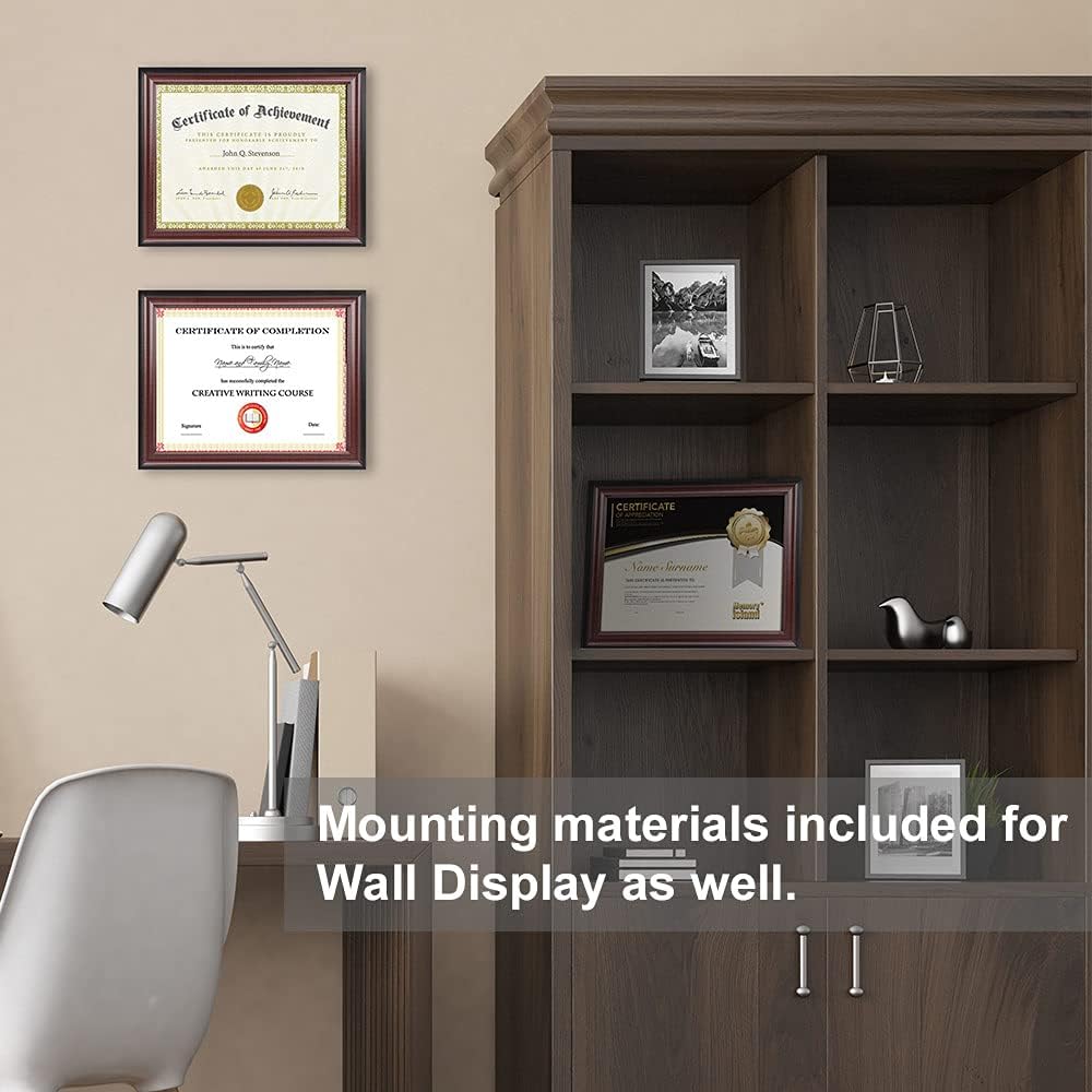 8.5x11 Document frames,Real Glass Fronts, 4 Pack Certificate Frames for Wall Or Tabletop Display,Diploma Frames For