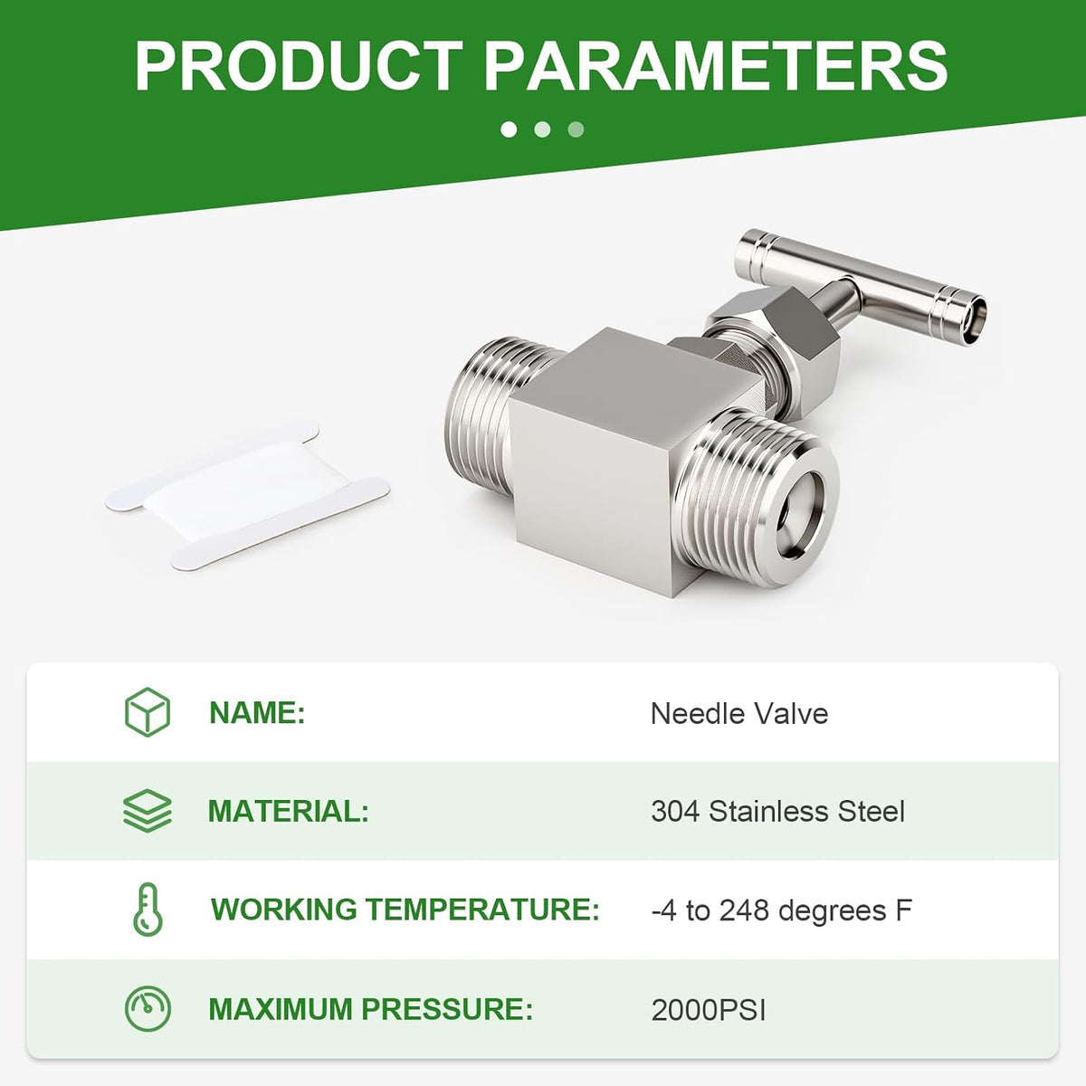 TAISHER 1PCS 304 SS, 1" MNPT x MNPT, High Pressure Straight Needle Valve