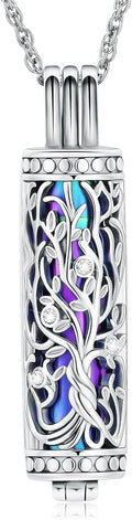 Cylinder Cremation Jewelry Tree of Life Urn Ashes Necklace for Women Men Vial Cremation Ash Pendant Loved One