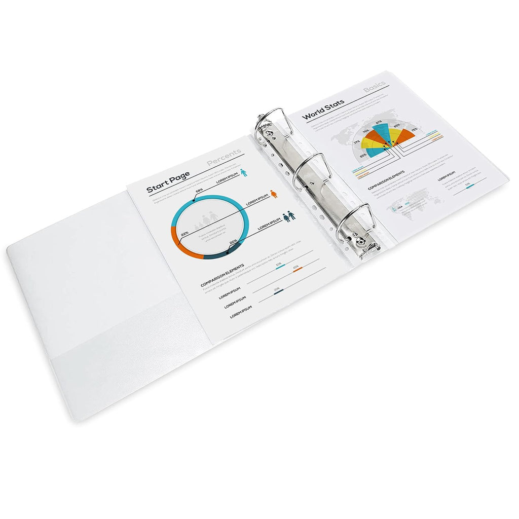 3 Ring Binders, 3 Inch D-Ring Organizer for School, Home Office, Paper Storage, White, 2 Pack