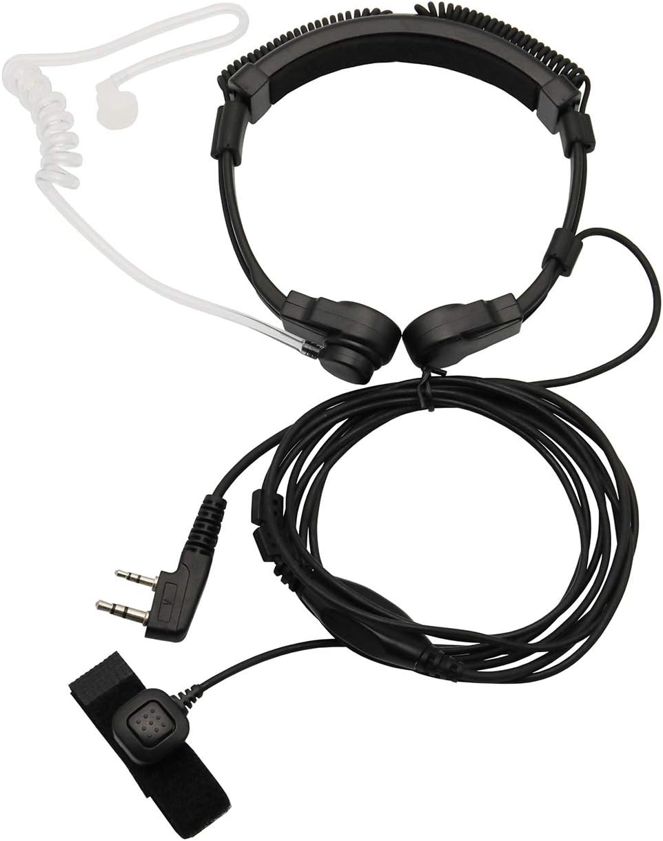Flexible Throat Mic Microphone Covert Acoustic Tube Tactical Walkie Talkies Earpiece Headset with Finger PTT is