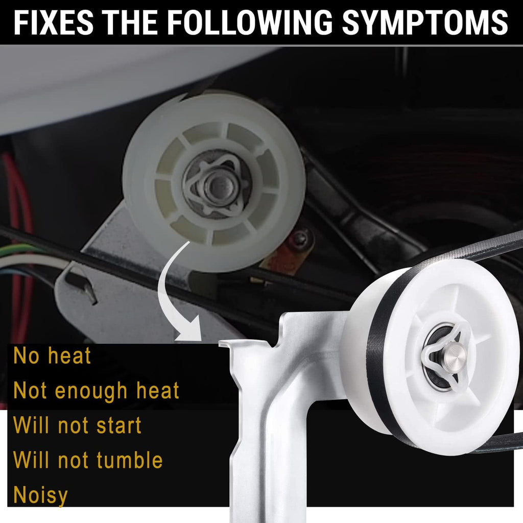 279640 & W10837240 & 661570 Dryer Idler Pulley Kit and Dryer Drum Belt – Compatible with Whirlpool May-tag Kenmore
