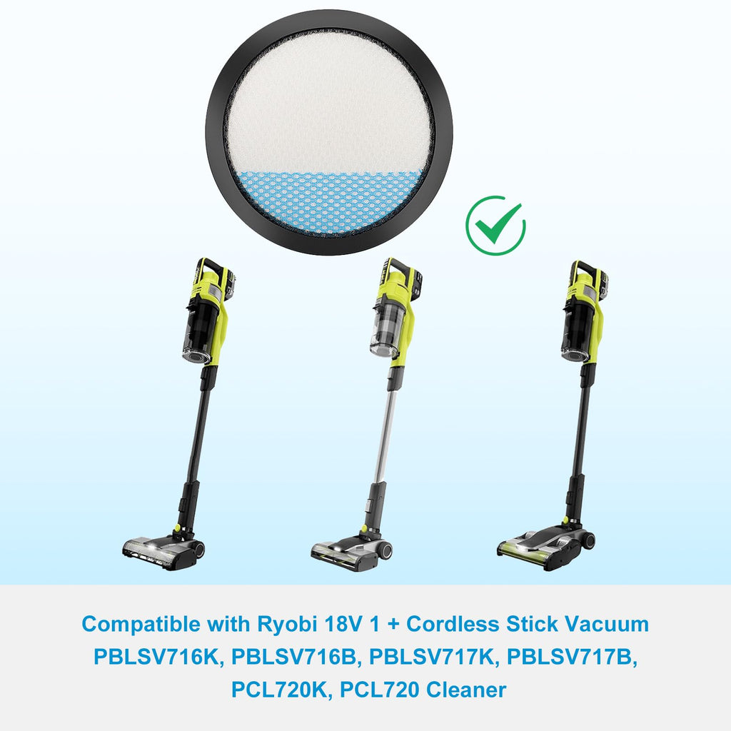 Vacuum Filter for Ryobi PCL720 PBLSV716, 6 Pack